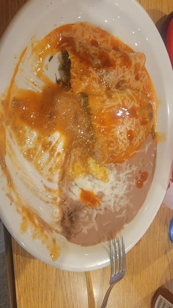 Beef Chili Relleno with Spinach Enchilada